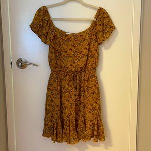 NWT Rowa Row A Floral Dress Mustard Yellow